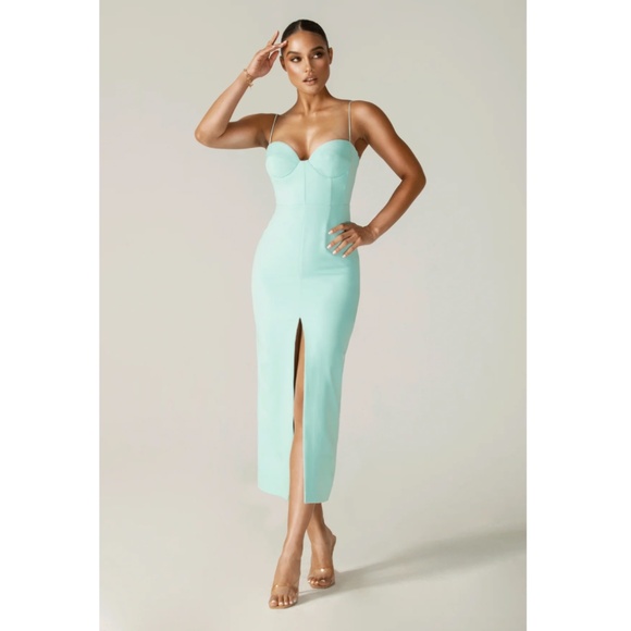 Alieva Arica Spaghetti Straps Midi Dress in Sky Blue - Picture 6 of 6